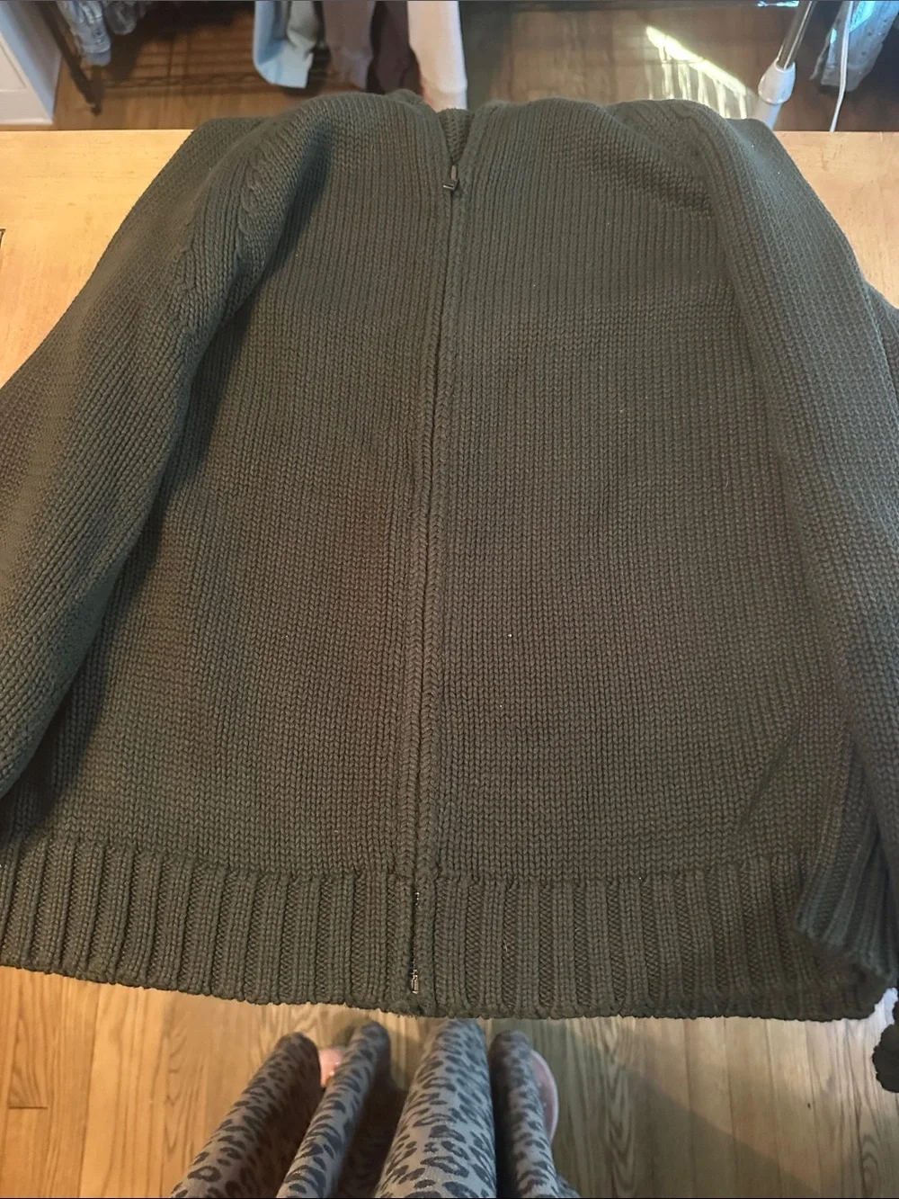 Eddie Bauer Men's Zip-Front Knit Sweater in Olive